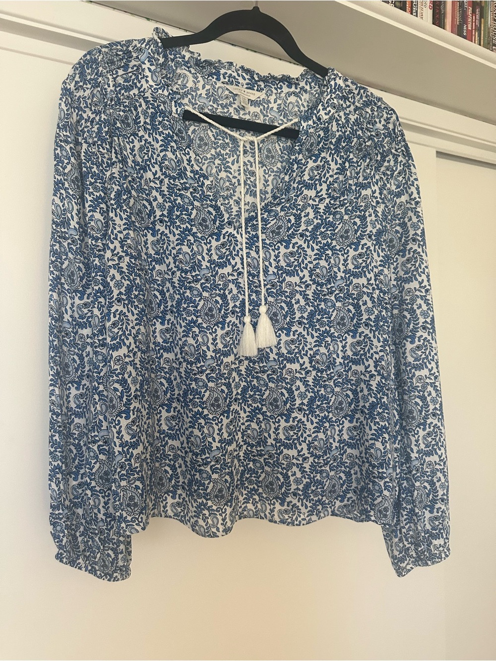 Lucky Brand Blue & White Floral Tie-Neck Tunic